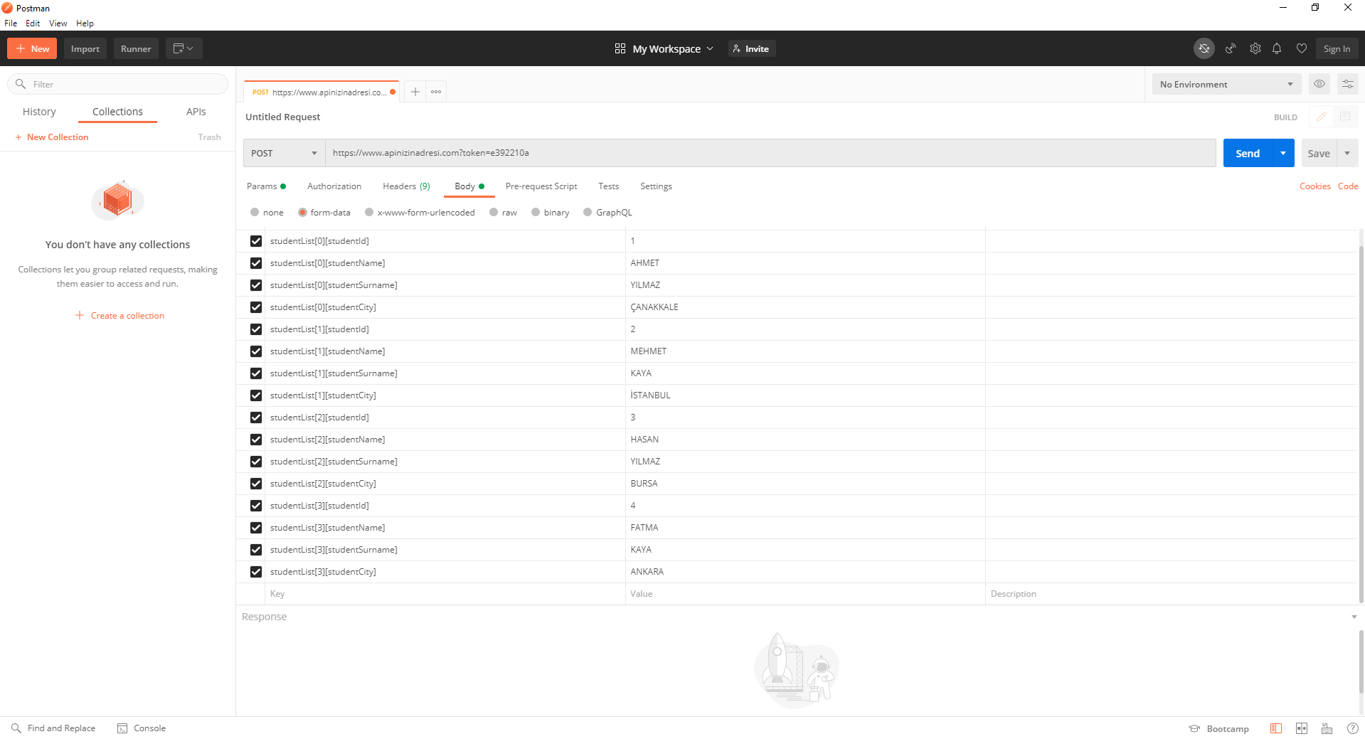 Duran Array Postman ile Array List Veri Gönderme – Semih DURAN Kişisel İnternet Sitesi